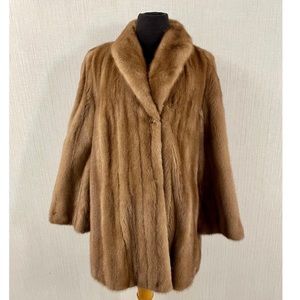 Vintage real mink fur golden brown coat jacket swing coat